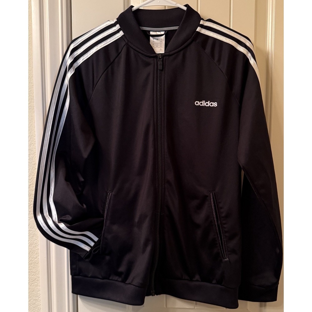 Adidas Dazzle Womens Track Jacket L Black White Stripes Zip Y2K DZ7657